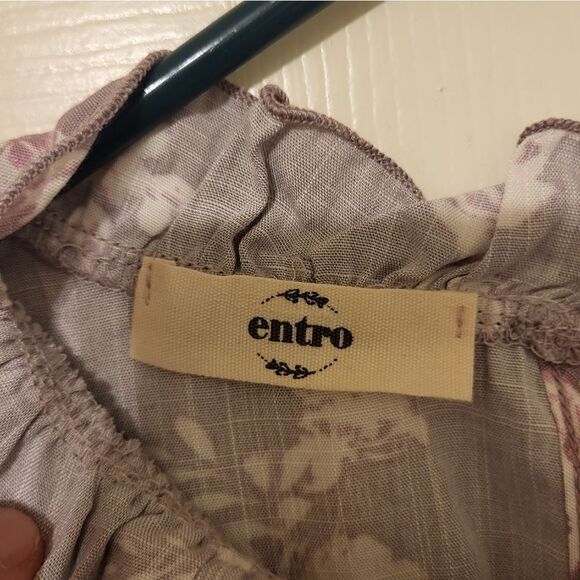 Entro dusty purple/white floral design ruffle sleeve blouse - Picture 5 of 9